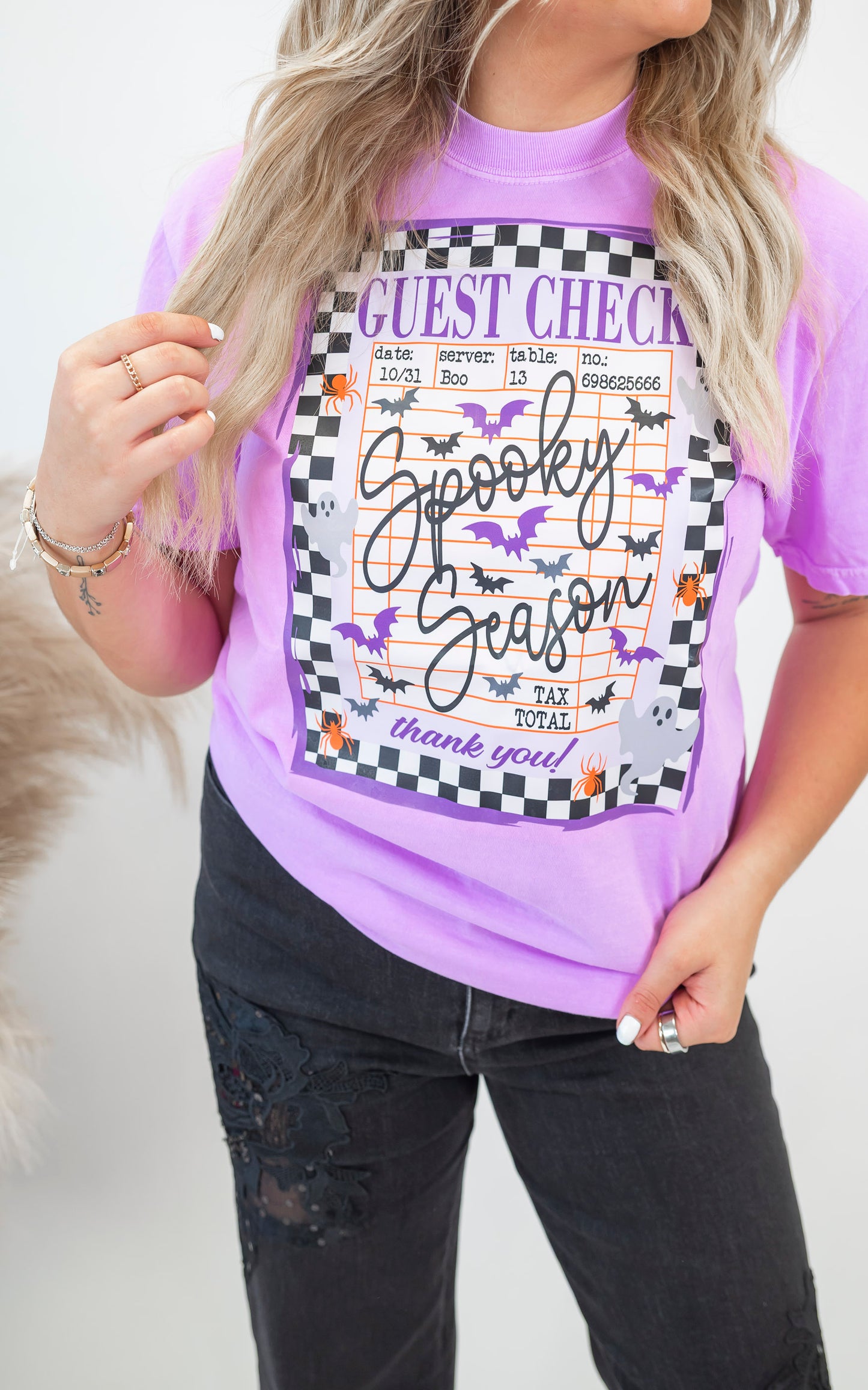 Spooky Season Guest Check Garment Graphic T-shirt