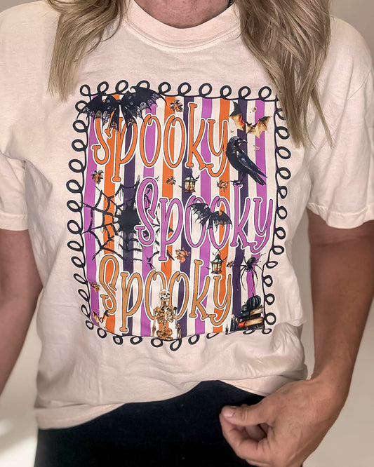 Stripes and Spooky Halloween Garment Graphic T-shirt