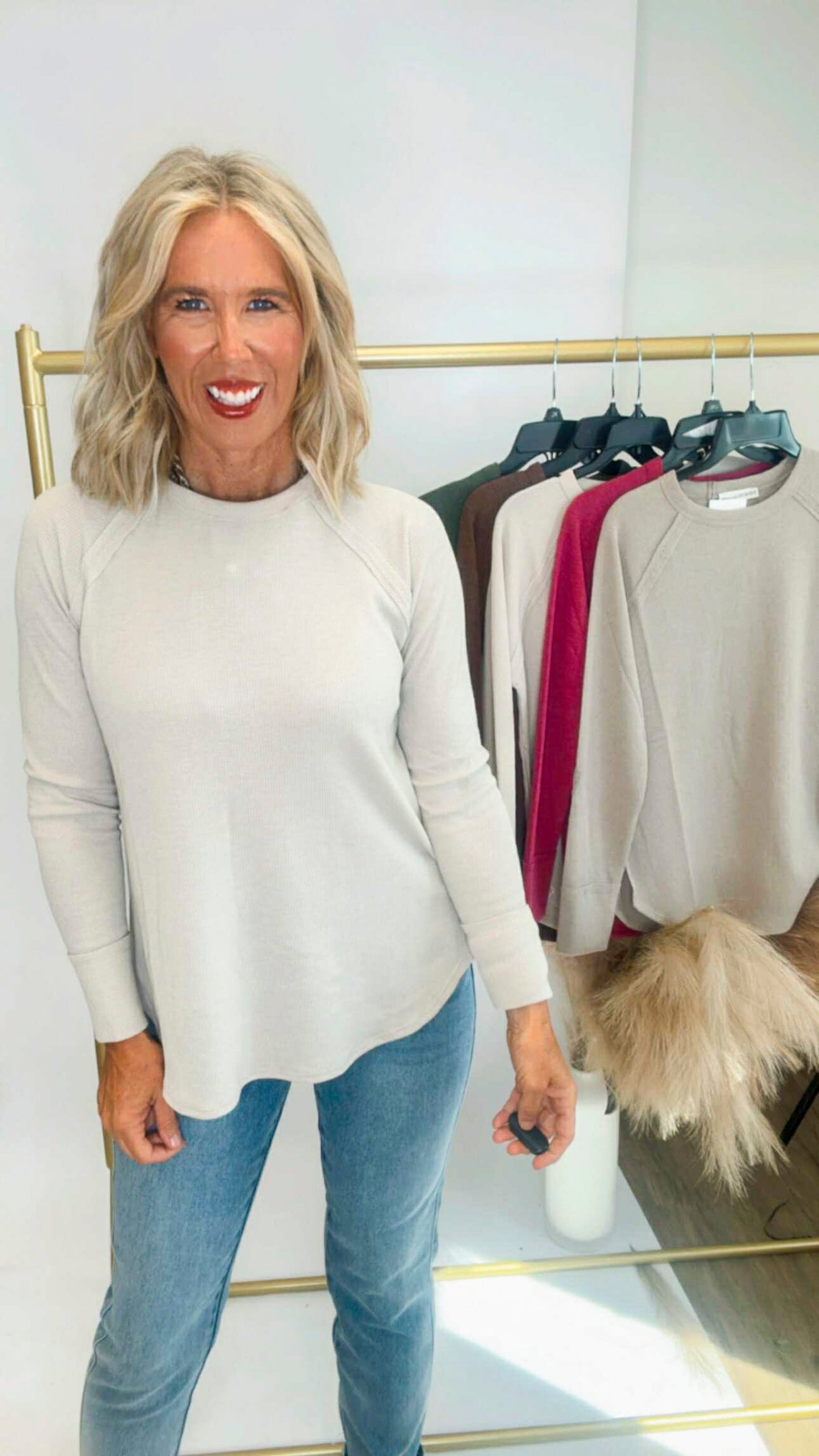 The Presley Baby Waffle Long Sleeve Top | Zenana (6 COLOR) *DEAL*