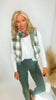 Olive Stone Full-zip Reversible Plaid Puffer Vest