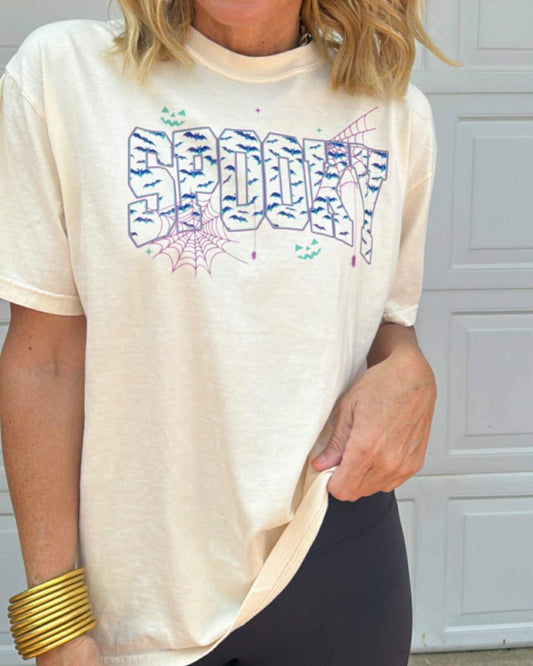 Bat-Filled Spooky Garment Graphic T-shirt