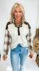 Feeling Fall Plaid Contrast Button Front Top