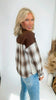 Feeling Fall Plaid Contrast Button Front Top
