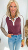 Vintage Burgundy Thermal Knit Button Front Henley Top