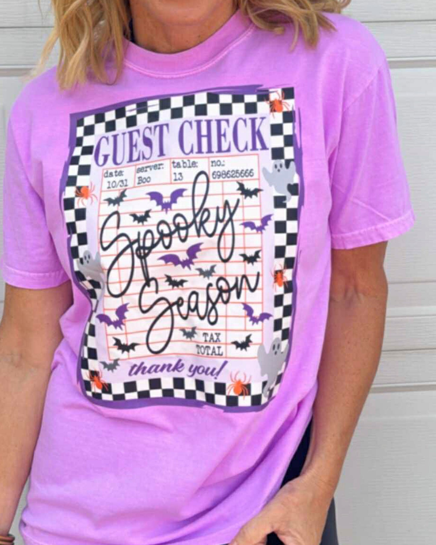Spooky Season Guest Check Garment Graphic T-shirt