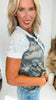 Camo Print Lace Contrast Raglan Sleeves Top