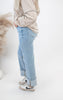 High Rise Ankle Straight Wide Cuffed Denim Jeans | RISEN