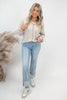 High Rise Ankle Straight Wide Cuffed Denim Jeans | RISEN