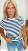 Stripe Textured Short Sleeve Top