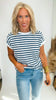 Stripe Textured Short Sleeve Top