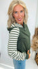 Olive Stripe Contrast Button Front Hoodie