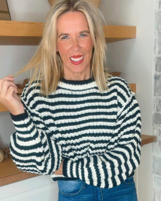 The Rory Black Striped Sweater