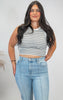 Basic Essential Cotton Stripe Tank Top w/ Self Bra