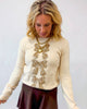 Sequins Bow Ribbon Embellished Holiday Sweater Top