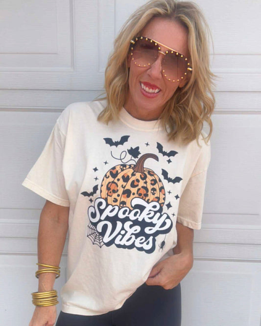 Spooky Leopard Pumpkin Garment Graphic T-shirt