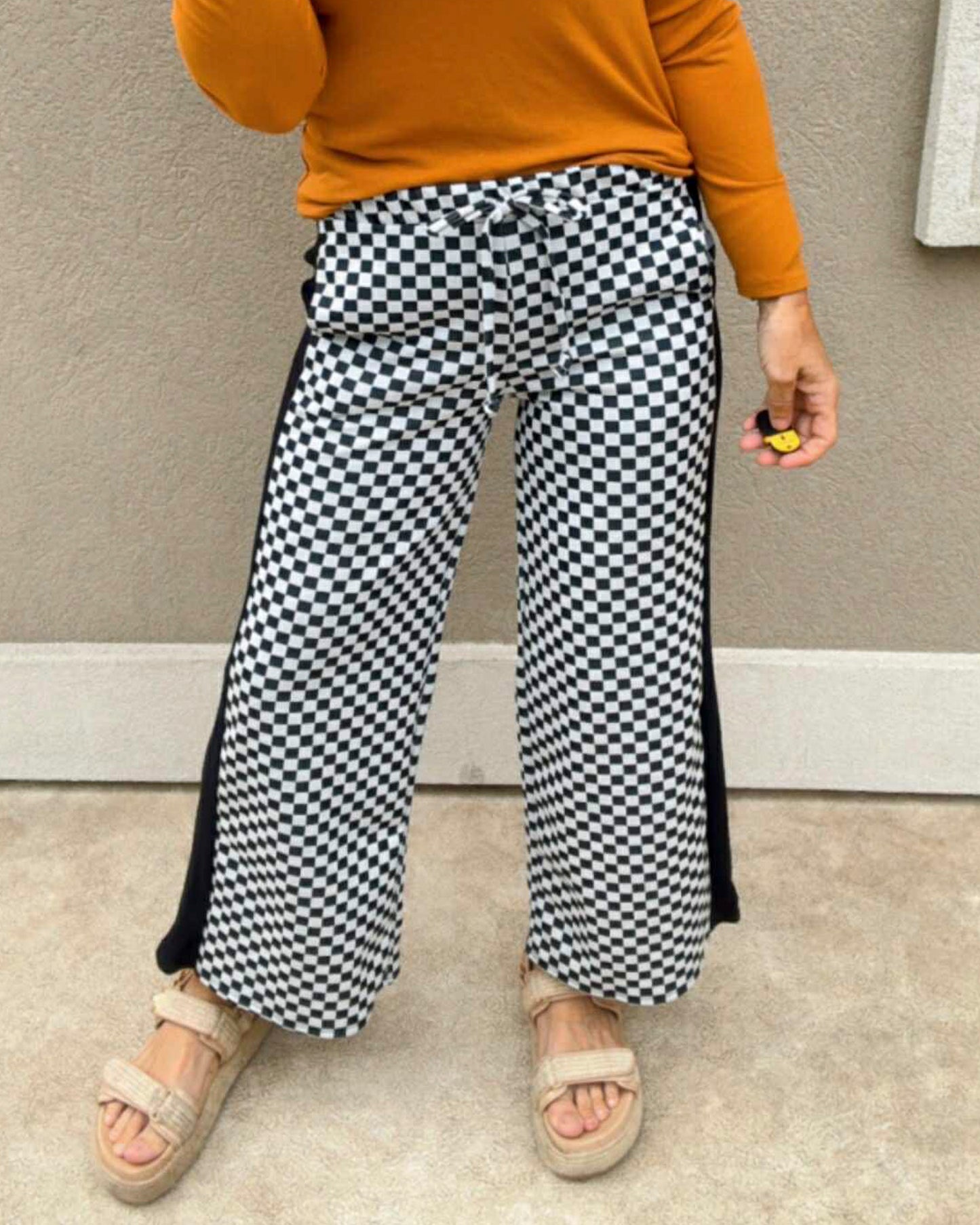 Black White Checkerboard Contrast Matching Pants