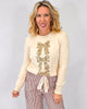 Sequins Bow Ribbon Embellished Holiday Sweater Top