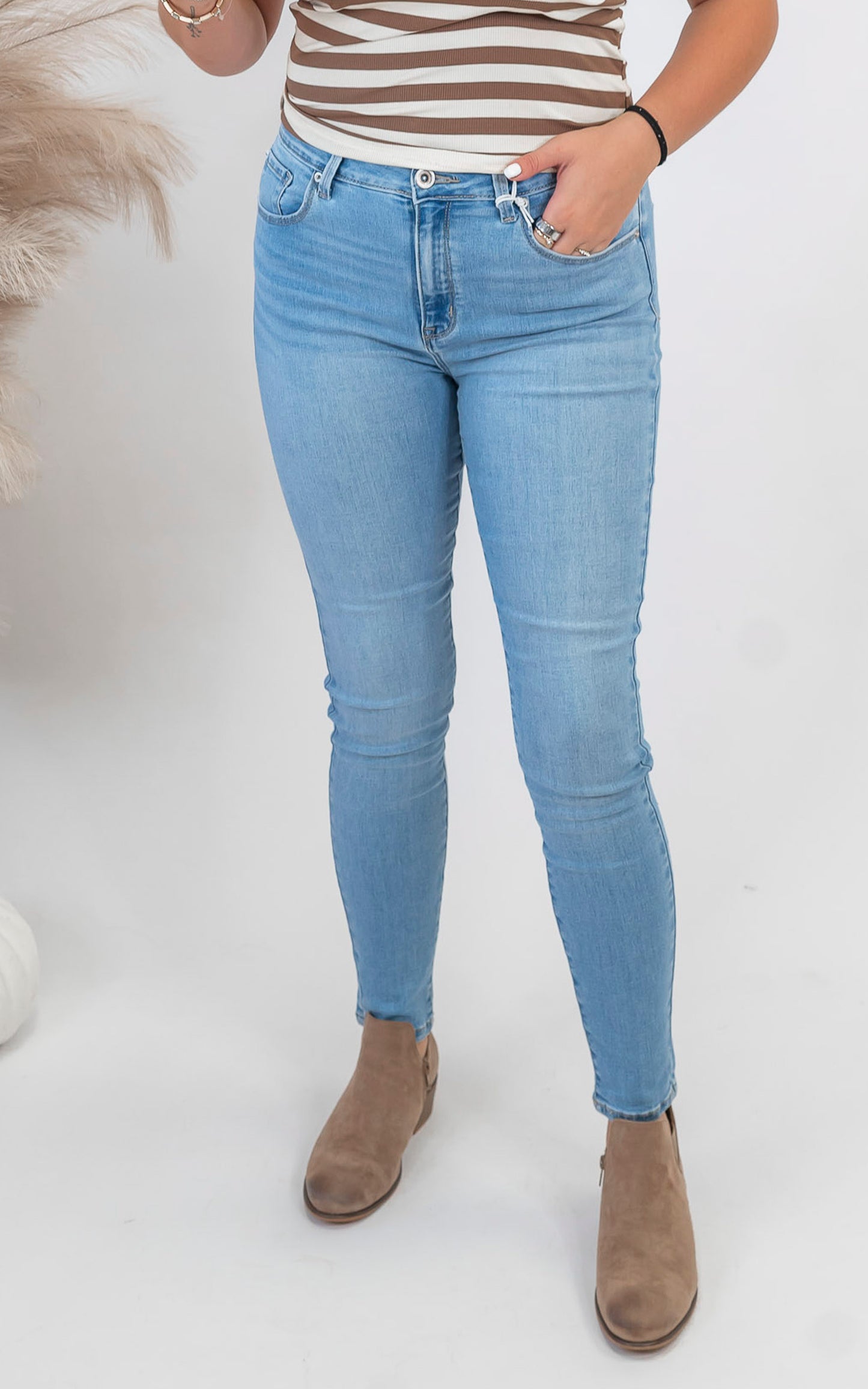Light Wash Classic High Rise Skinny Jeans
