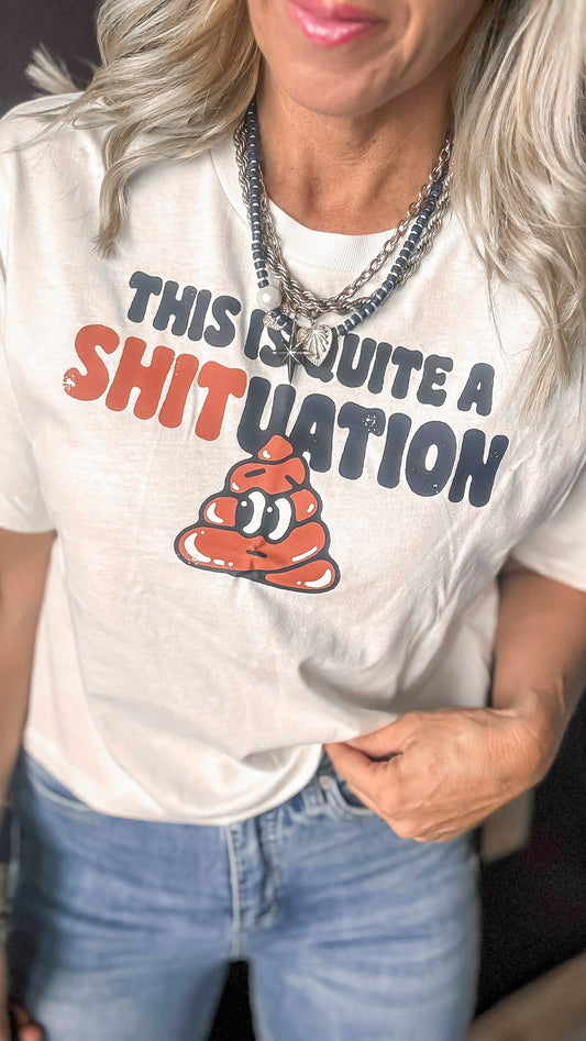 Quite a Shituation Fine Jersey Boxy Graphic Tee