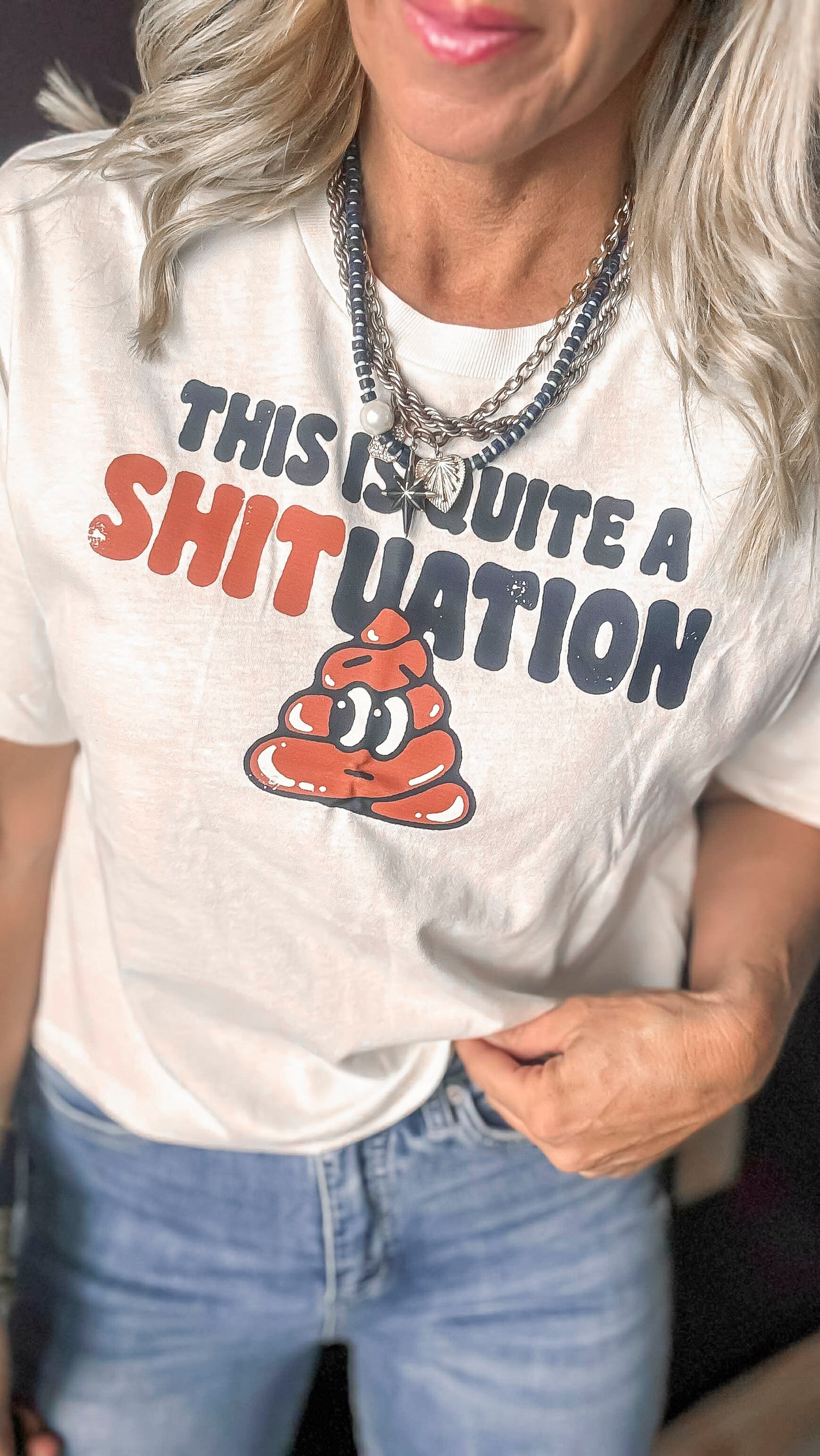 Quite a Shituation Fine Jersey Boxy Graphic Tee