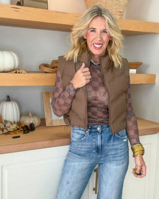 Keigan Mesh Chocolate Check Shirt | JESS LEA