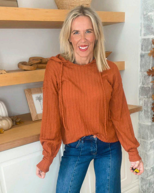 The Raphaela Cable Knit Hoodie Top