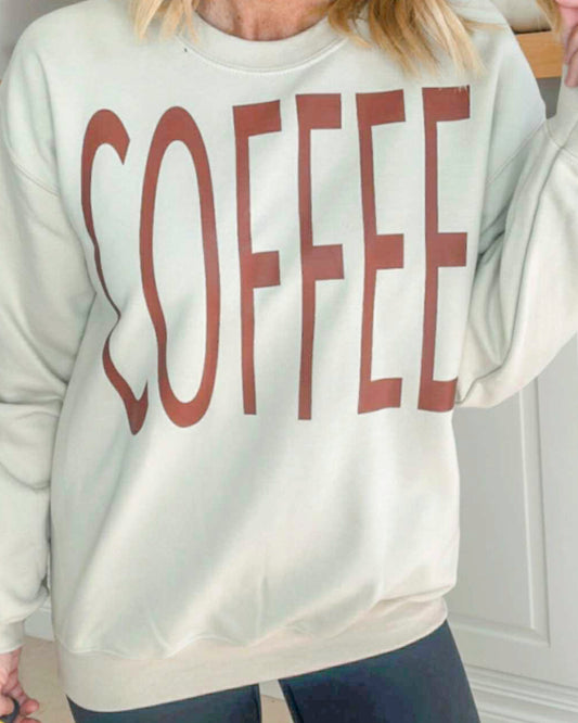 COFFEE Crew Neck Graphic Sweatshirt