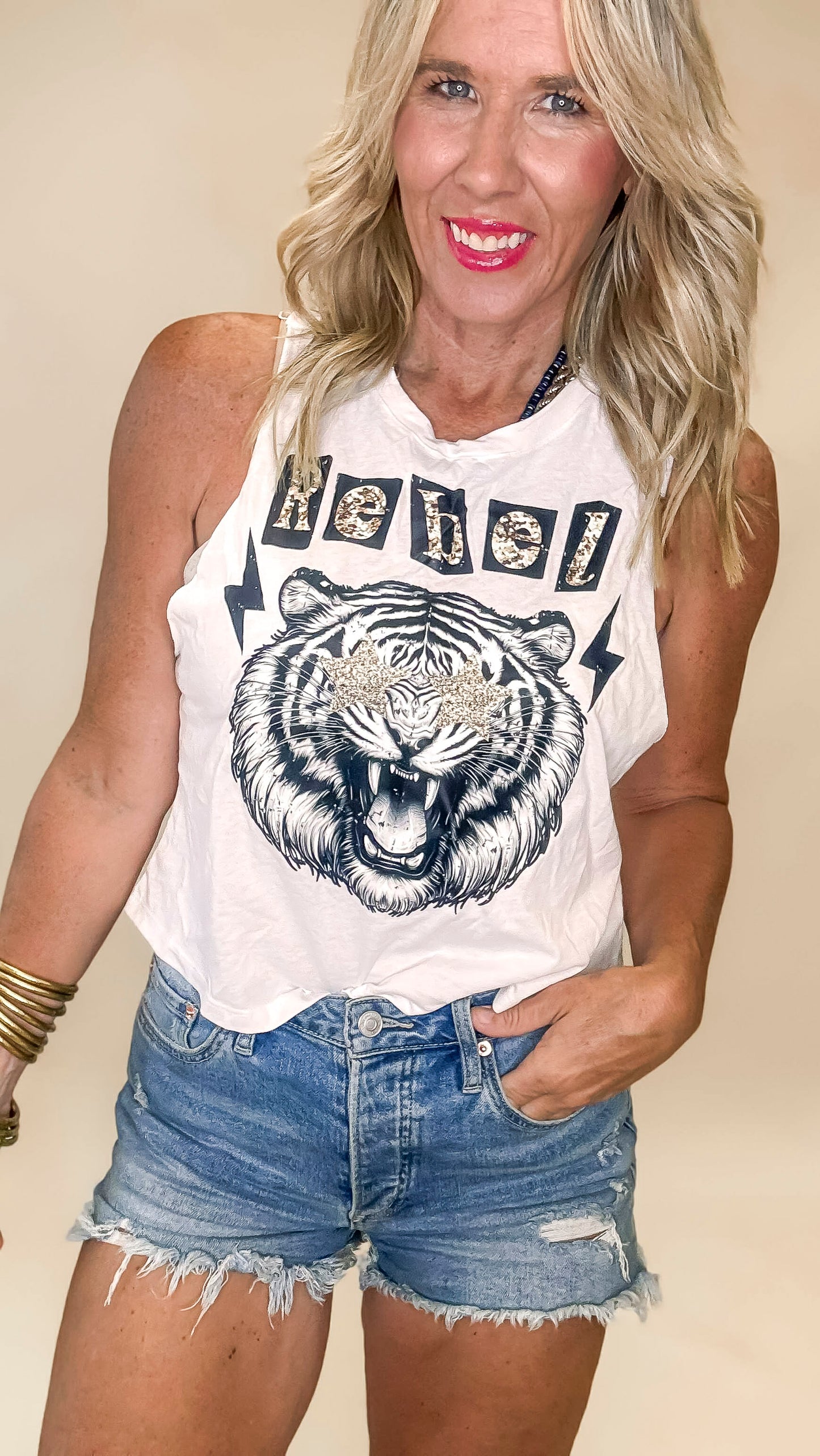 Rebel Tiger Yell Muscle Tank Top