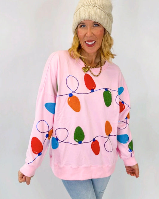 Embroidery & Sequins Lights Oversized Sweatshirt