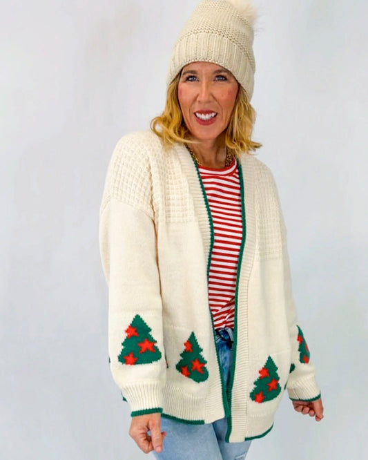 Christsmas Trees with Stars Cardigan