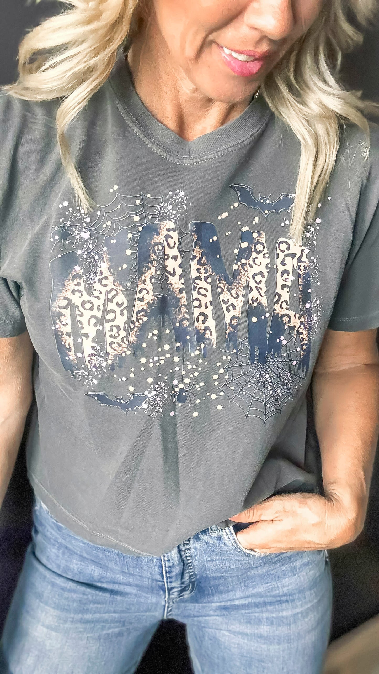 Leopard Battie Mama Garment Dyed Graphic Boxy Crop T-shirt