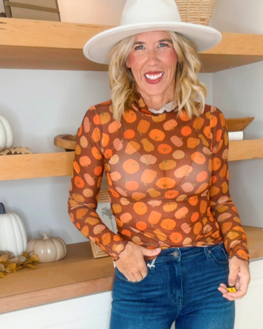 Keigan Pumpkin Perfection Mesh Top | JESS LEA