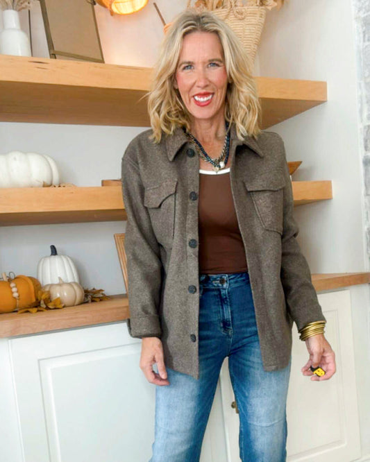 Brown Crisp Air Fleece Shacket *DEAL*