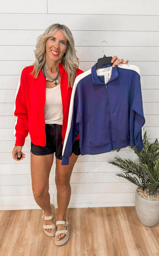 Modal Scuba Striping Zip Up Jacket | RAE MODE
