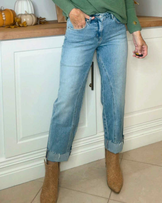 Blue Lave Mid Rise Ankle Straight Leg Denim Jean | MICA *PREORDER