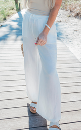 White Gauze Wide Leg Pants