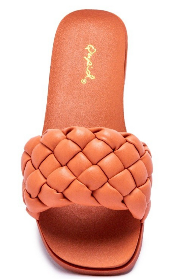 Coral Puffy Woven Band Sandal