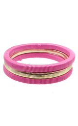 Hot Pink and Gold Set of 3 Wired Stretch Bracelets