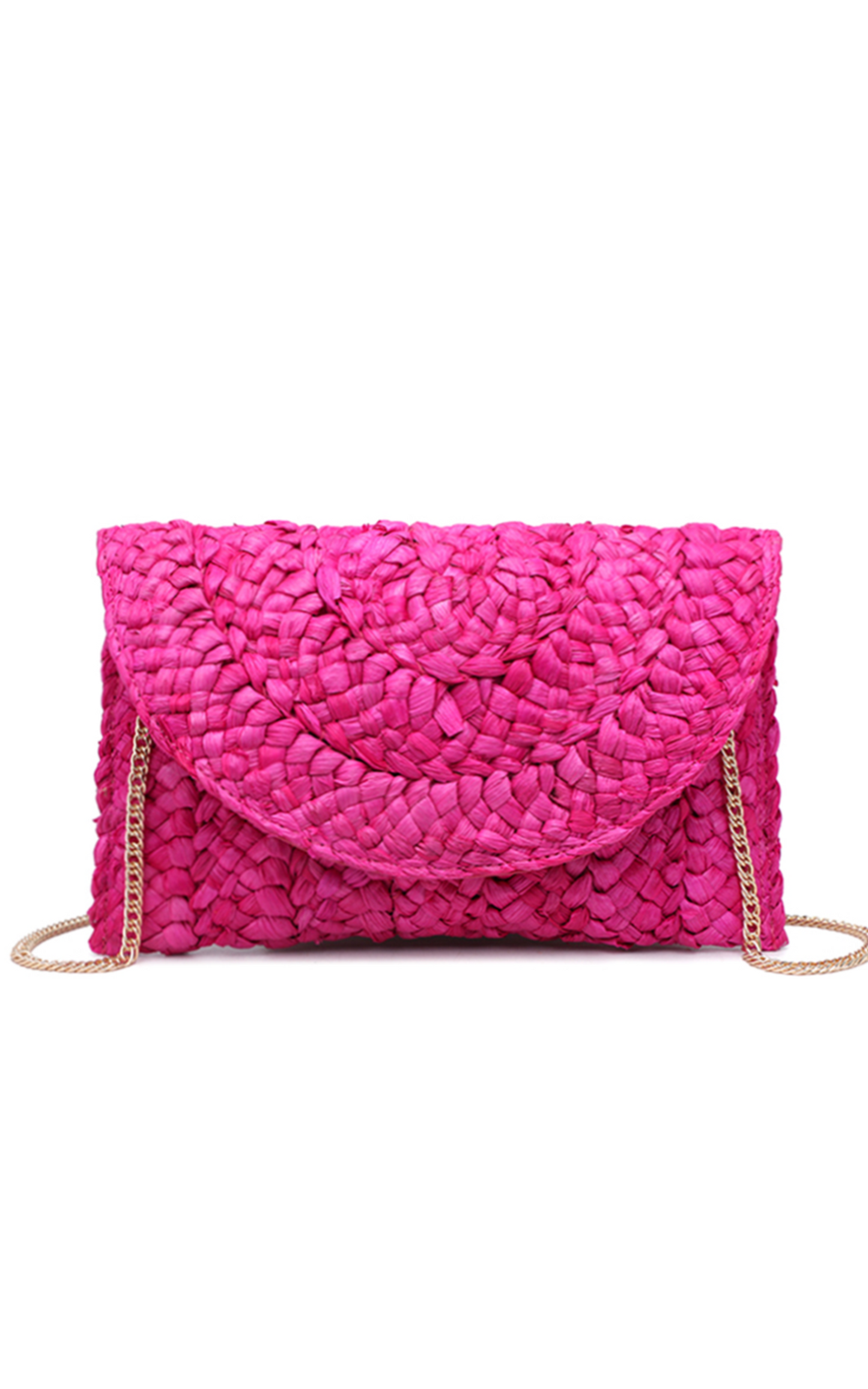 Magenta Crossbody Straw Bag