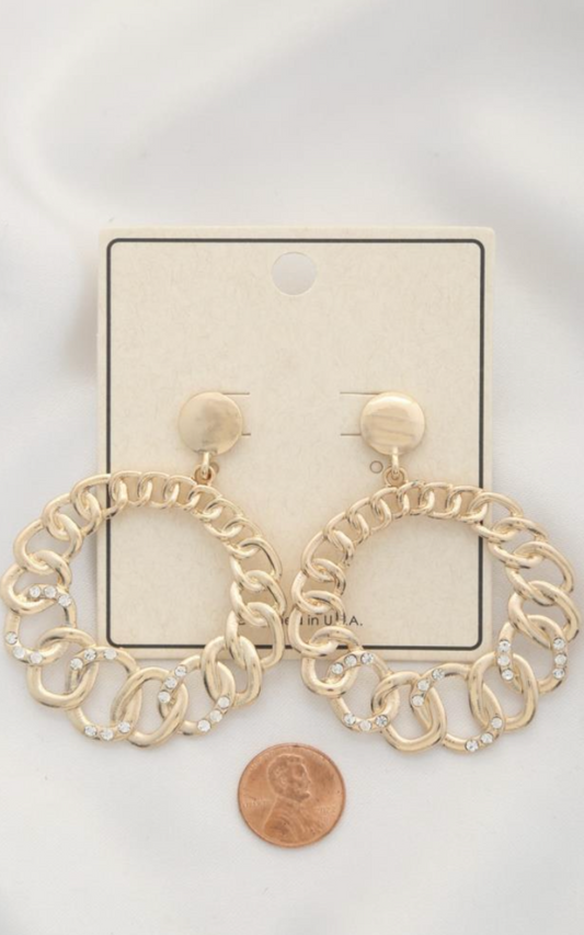 Silver Oval Link Dangle Earring - Final Sale