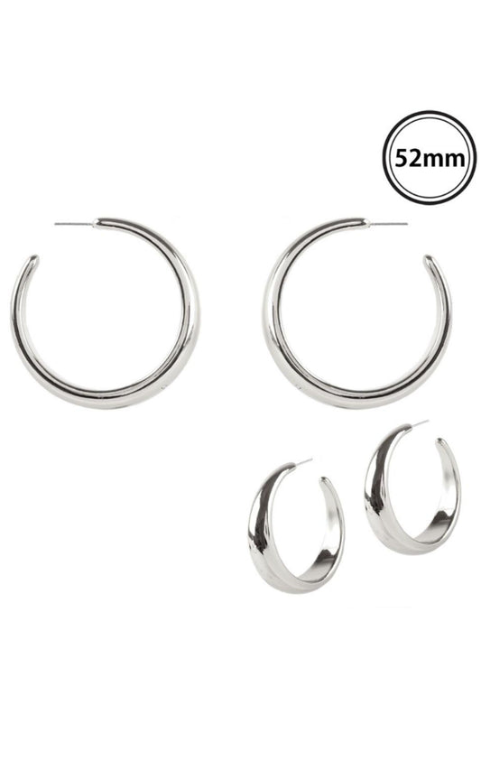 SILVER METAL HOOP EARRING