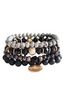 CRYSTAL WOOD BEAD STRETCH BRACELET SET