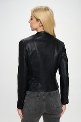 Black Vegan Leather & Suede Jacket