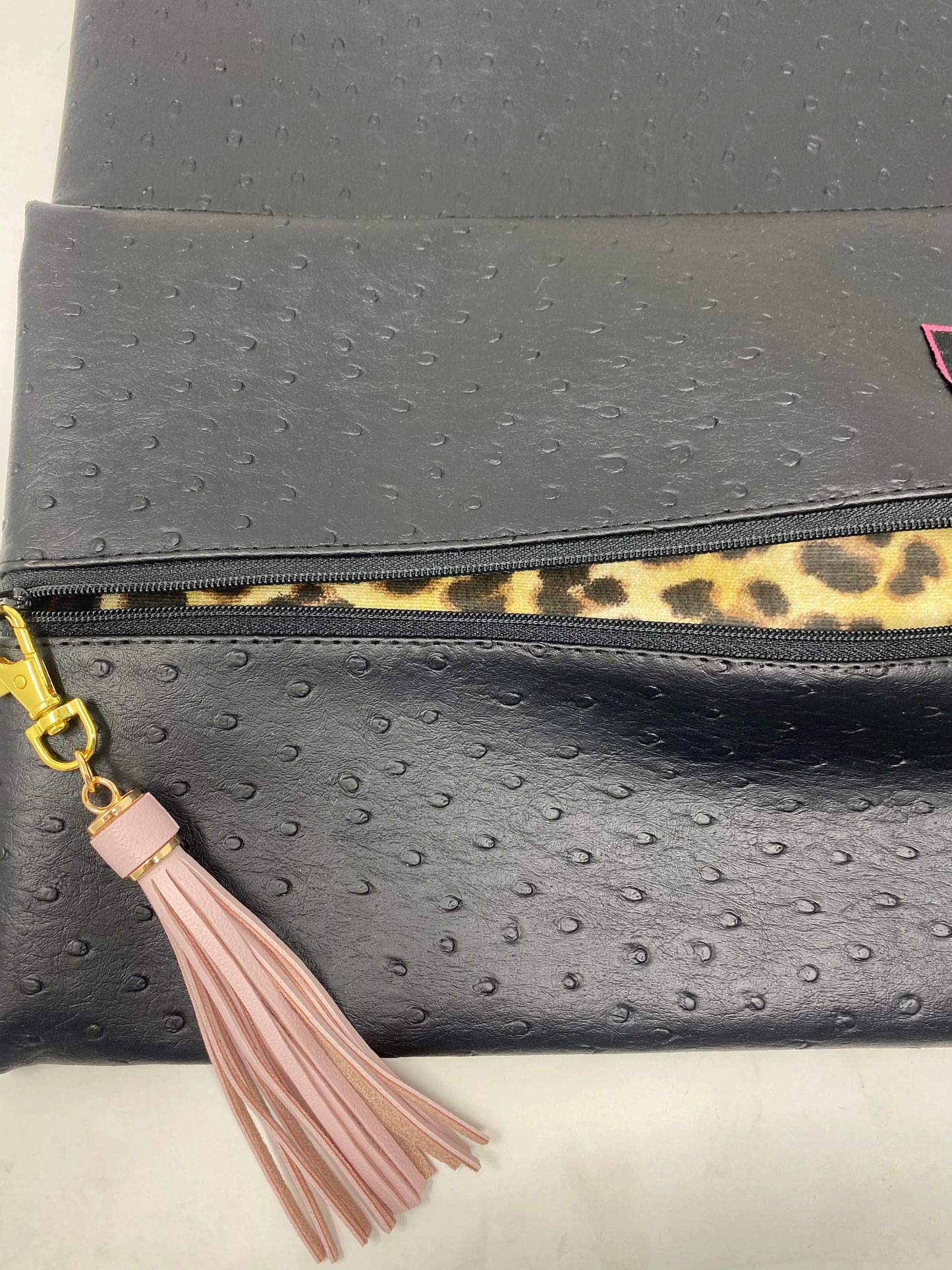 Black Ostrich Makeup Bag - Makeup Junkie