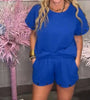 ROYAL BLUE SOLID RIBBED KNIT CAP SLEEVE TOP | UMGEE *VEGAS PREORDER