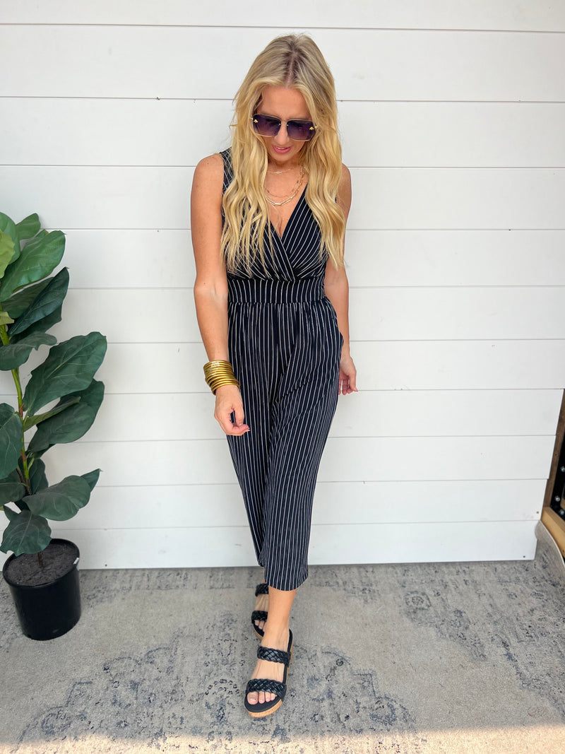 Be the Boss Striped Cropped Jumpsuit