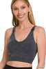 ASH BLACK Washed Ribbed Cropped Padded Bra Tank Top