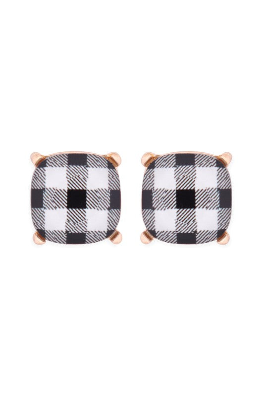 Buffalo Plaid Post Earrings