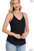 RIBBED SNAP BUTTON CLOSURE CAMI TANK TOP - Final Sale