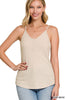 RIBBED SNAP BUTTON CLOSURE CAMI TANK TOP - Final Sale